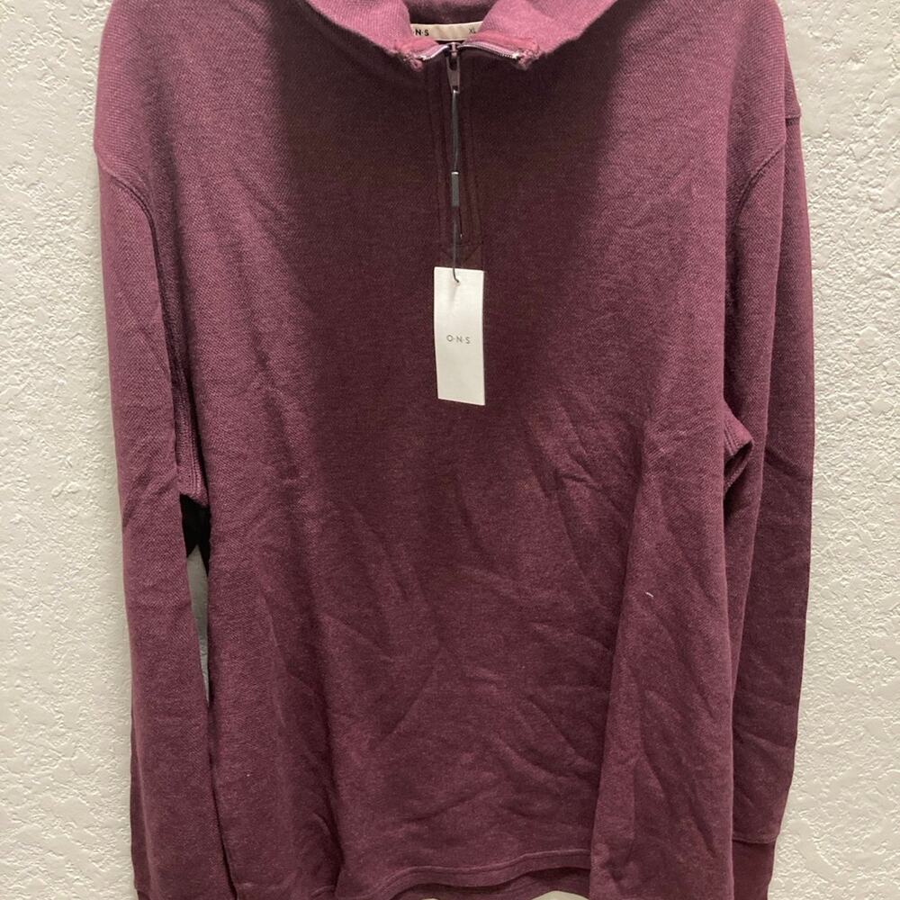 O.N.S Sweater Long Sleeve Burgundy Men XL Zip ONS
